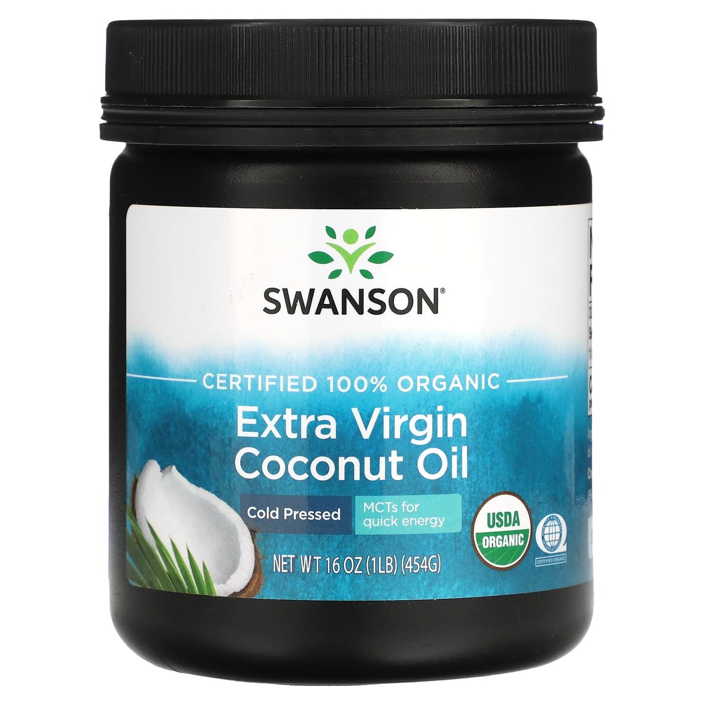 Swanson-Extra Virgin Coconut Oil-Cold Pressed-1 lbs (454 g)