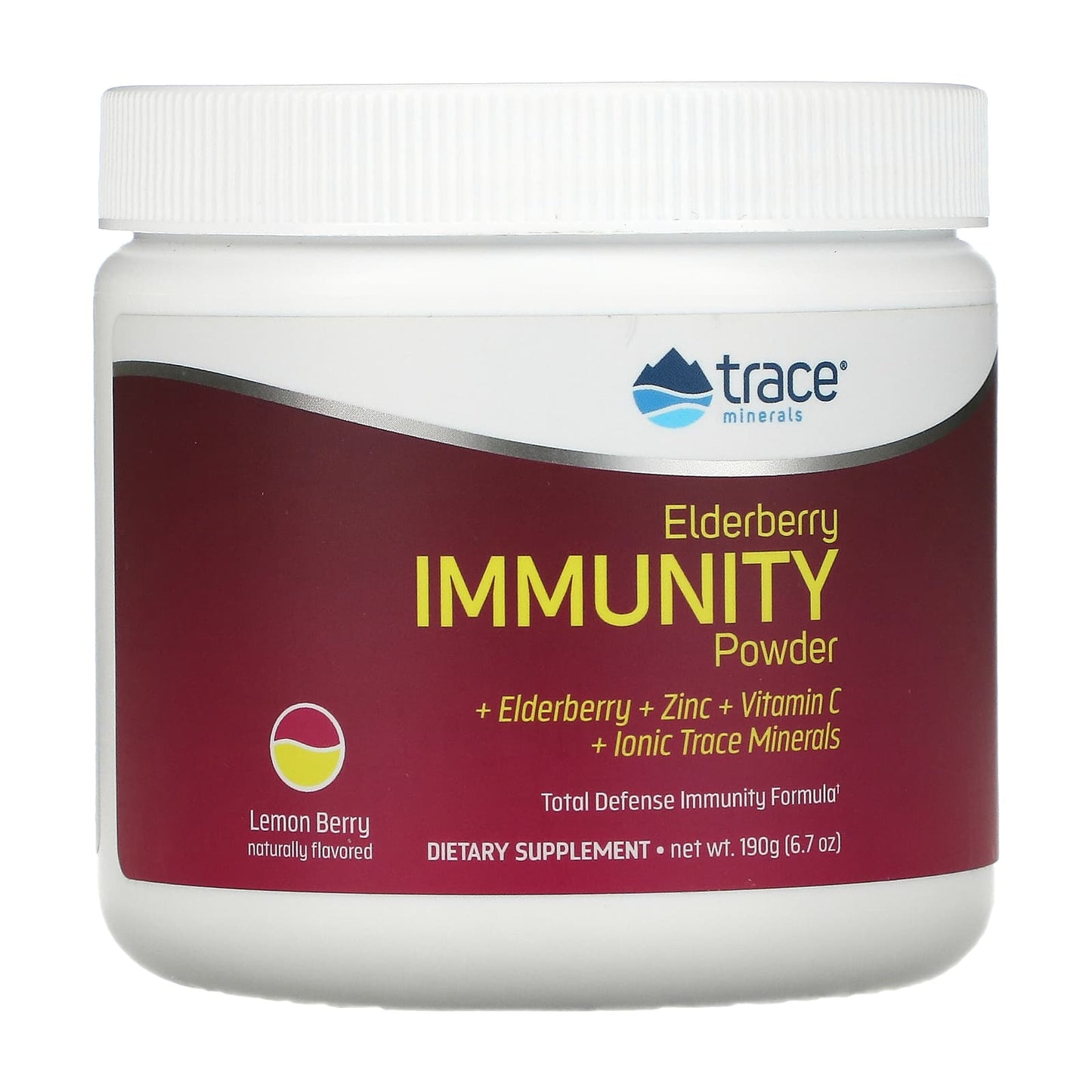 Trace Minerals ®-Elderberry Immunity Powder-Lemon Berry- 6.7 oz (190 g)