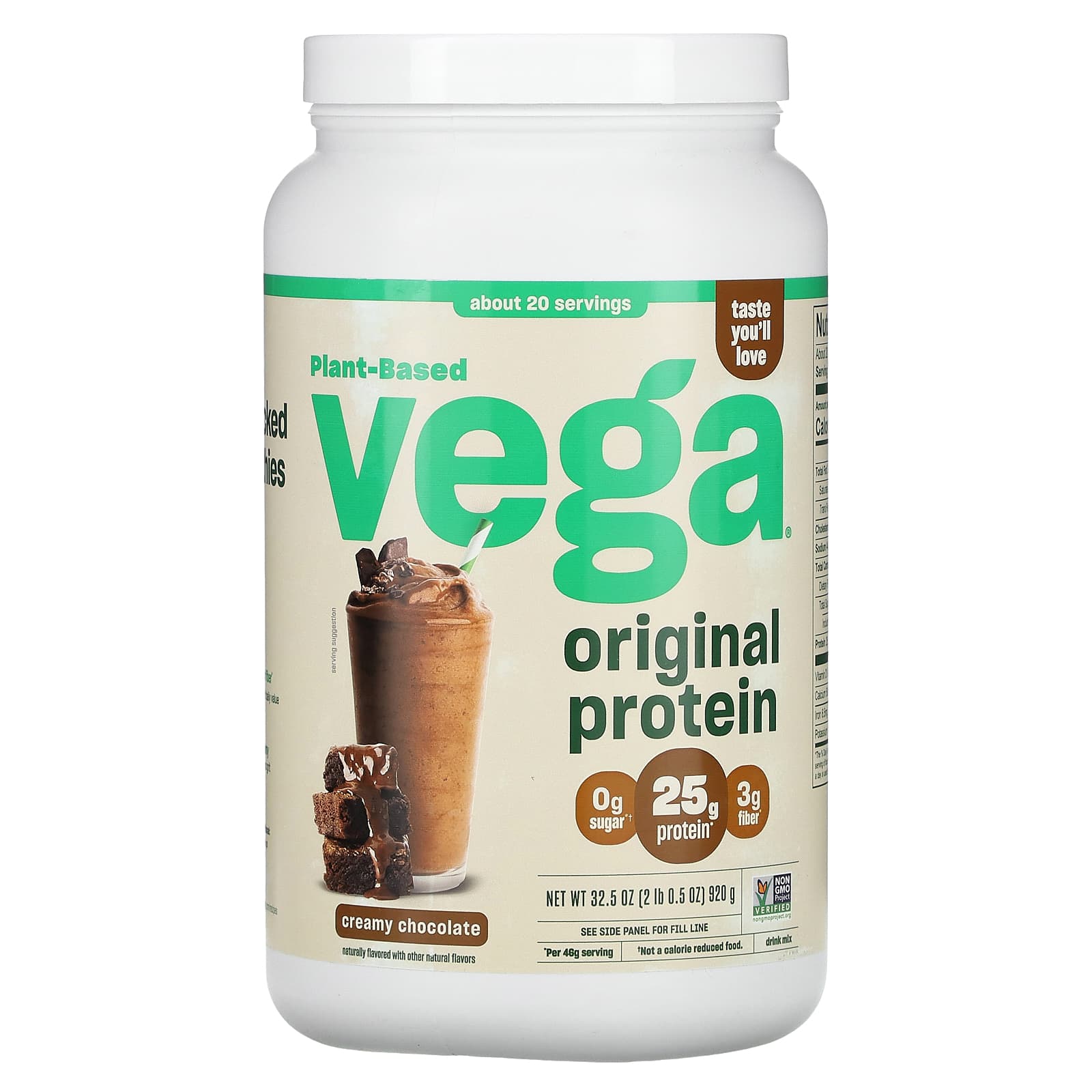 Vega-Plant-Based Original Protein-Creamy Chocolate-2 lb 0.5 oz (920 g)