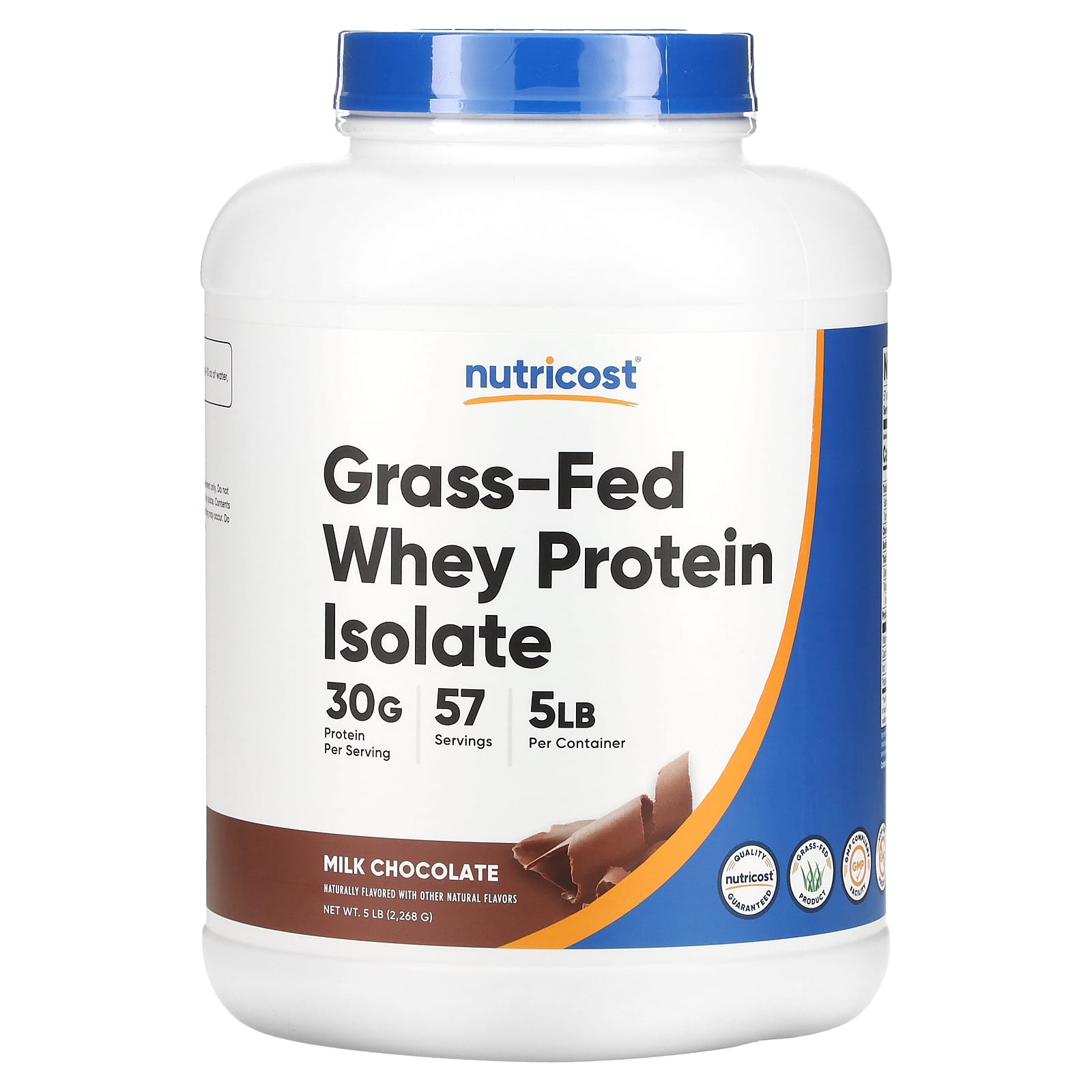 Nutricost-Grass-Fed Whey Protein Isolate-Milk Chocolate-5 lb (2,268 g)