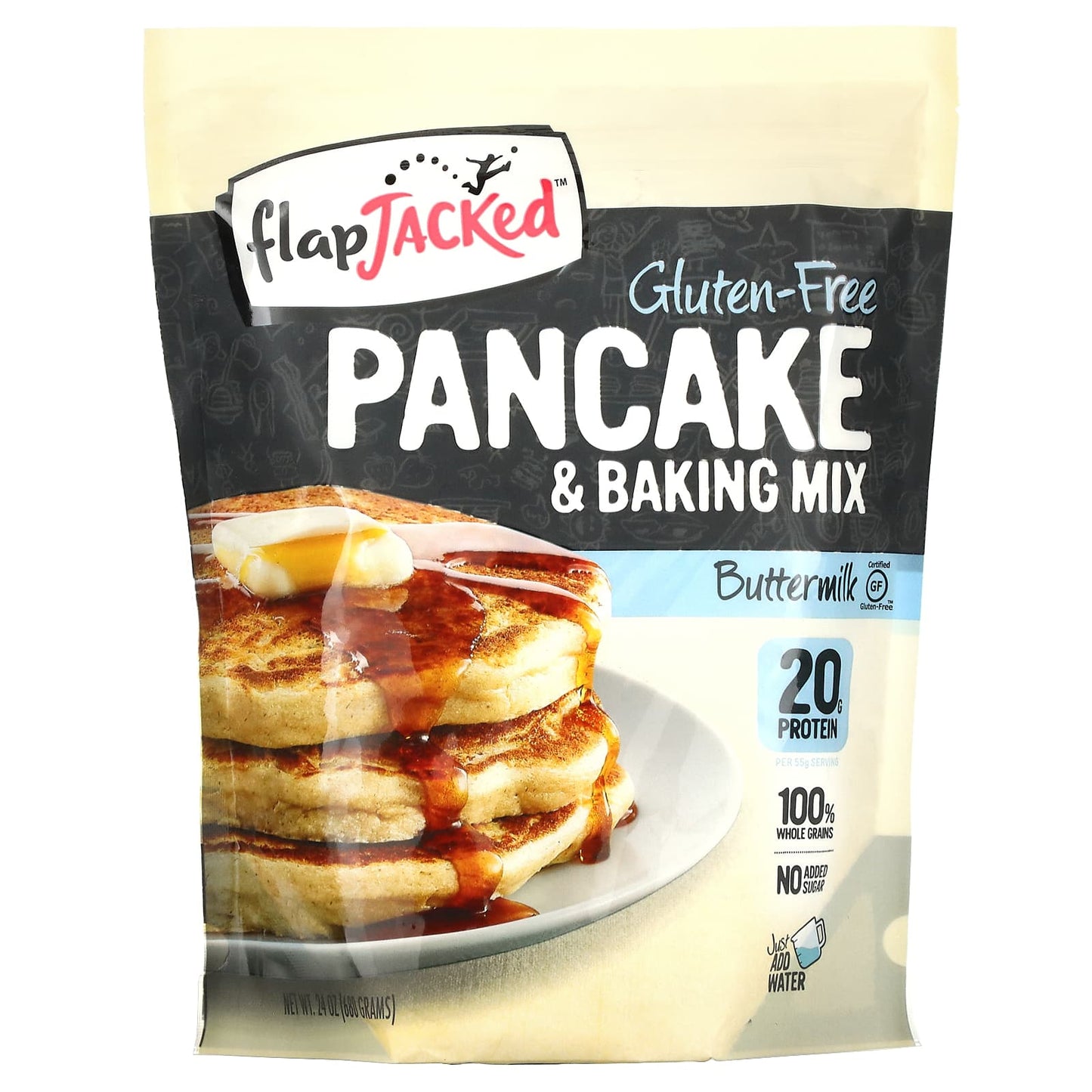 FlapJacked-Pancake and Baking Mix-Gluten-Free-Buttermilk-24 oz (680 g)