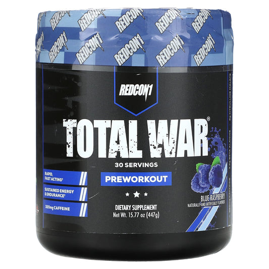 Redcon1-Total War-Pre-Workout-Blue Raspberry-15.77 oz (447 g)