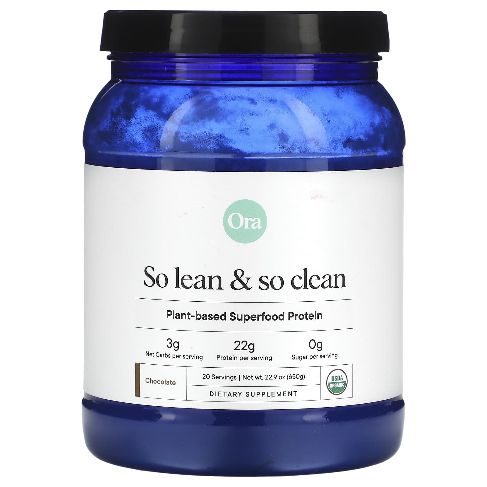 Ora-So Lean & So Clean-Plant-Based Superfood Protein-Chocolate-22.9 oz (650 g)