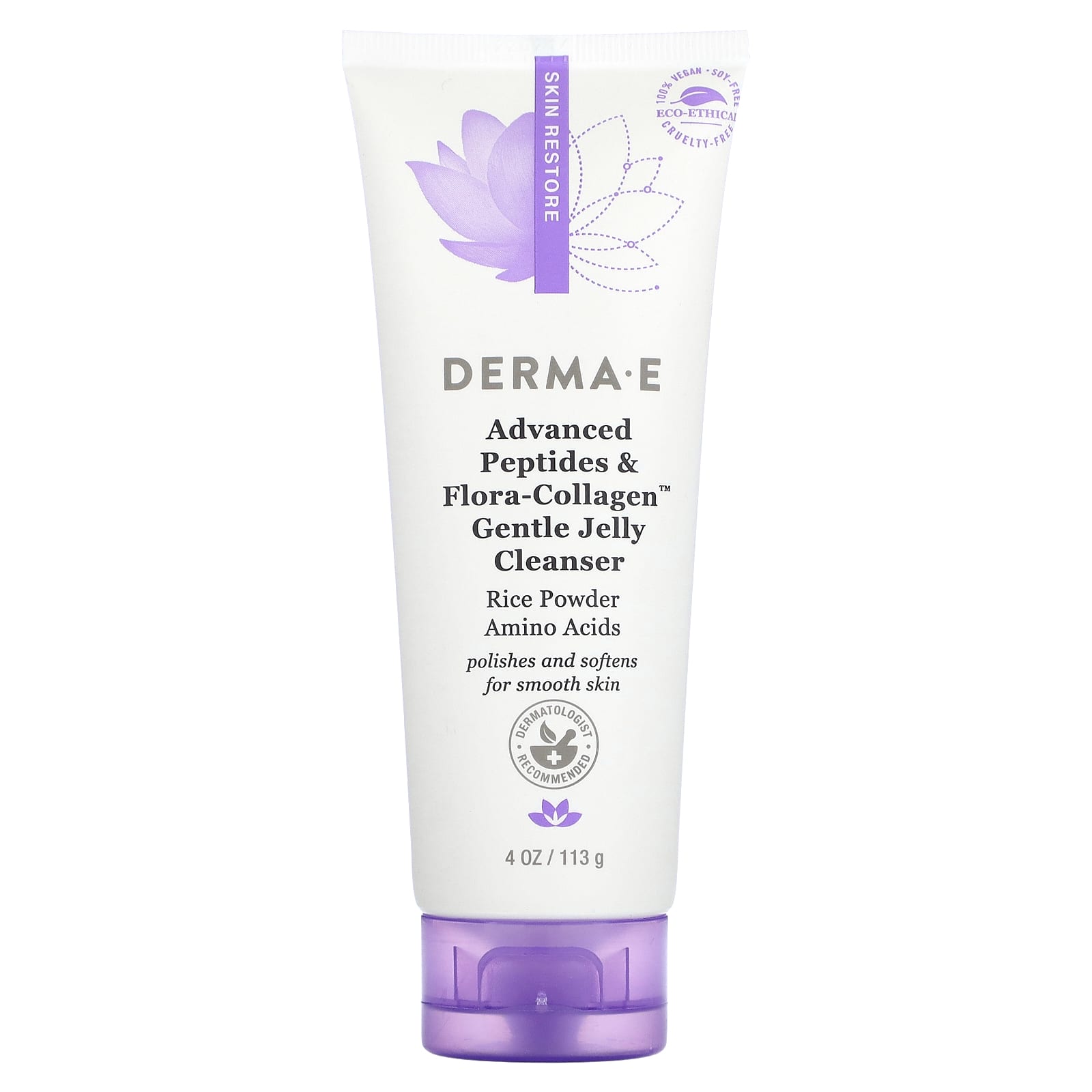 DERMA E-Advanced Peptides & Flora-Collagen Gentle Jelly Cleanser-4  oz  (113 g)