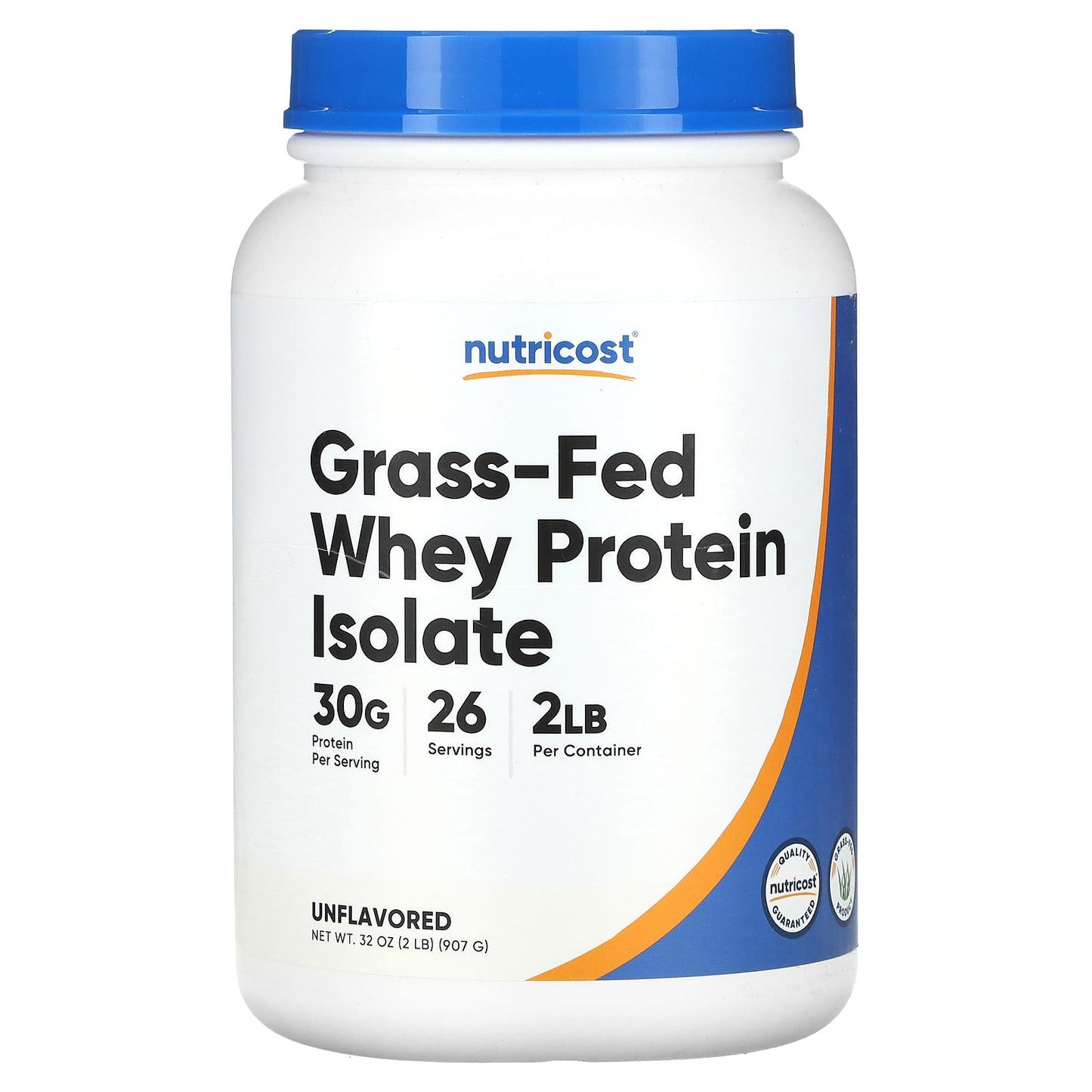 Nutricost-Grass-Fed Whey Protein Isolate-Unflavored-2 lb (907 g)