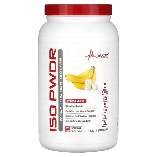 Metabolic Nutrition-ISOpwdr-Whey Protein Isolate-Banana Cream-1.52 lbs (690 g)