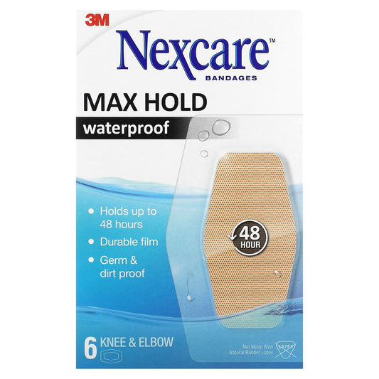 Nexcare-Clear Waterproof Bandages-Max Hold-Knee & Elbow-6 Bandages