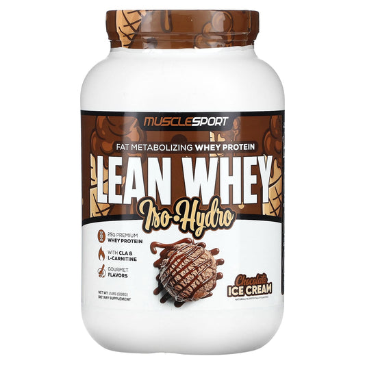 MuscleSport-Lean Whey-Iso-Hydro-Chocolate Ice Cream-2 lbs (908 g)