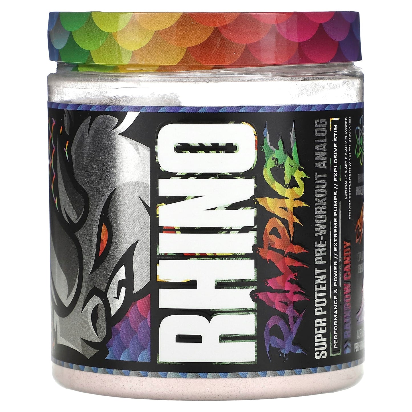 MuscleSport-Rhino Rampage-Super Potent Pre-Workout Analog-Rainbow Candy-7.4 oz (210 g)