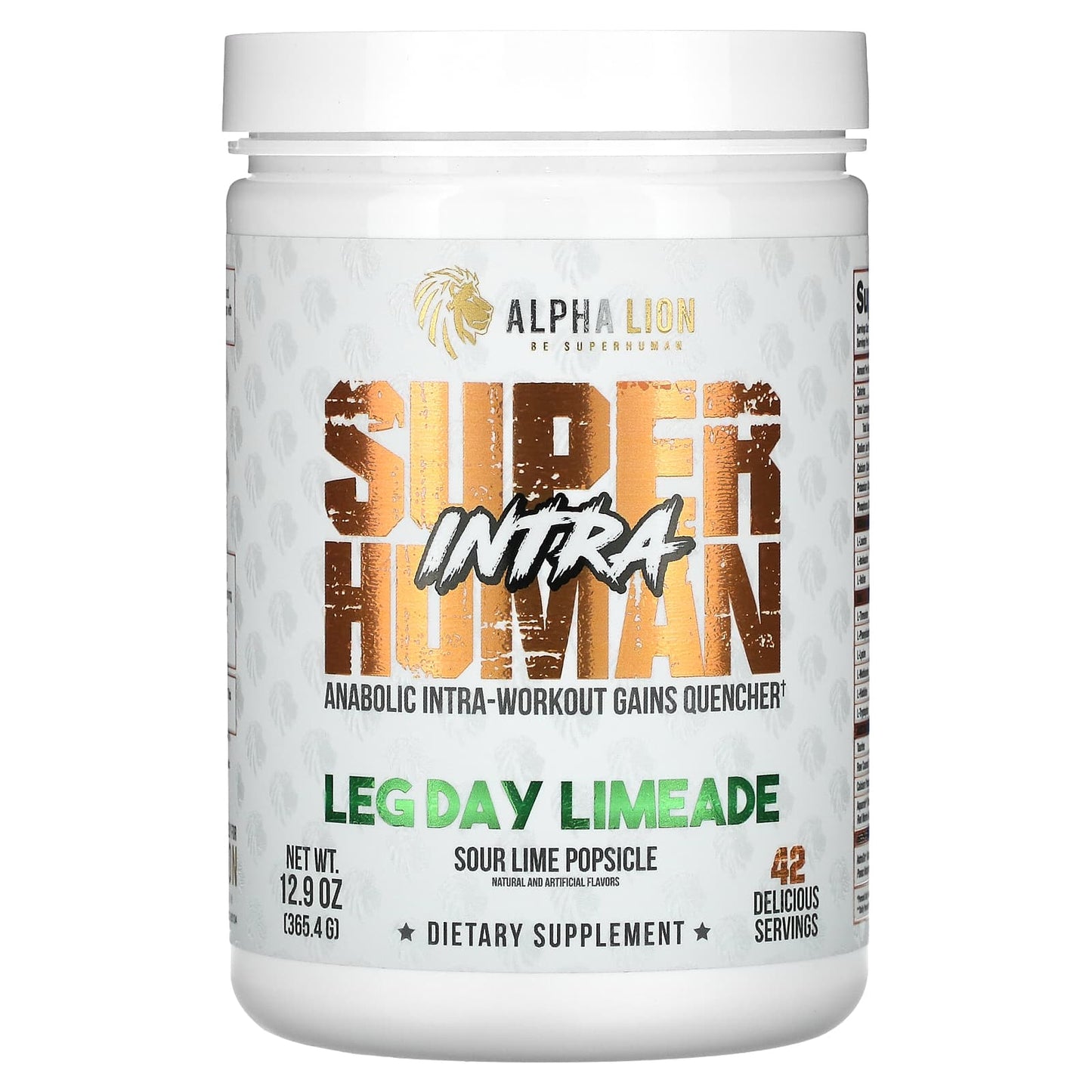 ALPHA LION-SuperHuman Intra-Leg Day Limeade-Sour Lime Popsicle-12.9 oz (365.4 g)