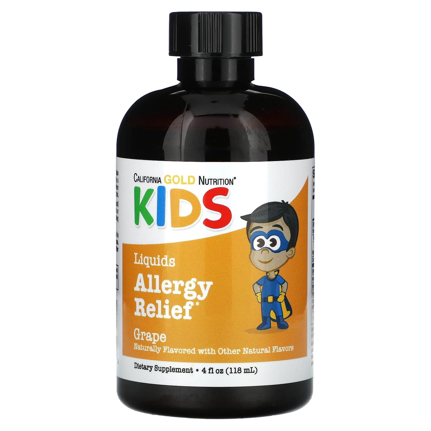 California Gold Nutrition-Liquid Allergy Relief for Children-No Alcohol-Grape Flavor-4 fl oz (118 ml)