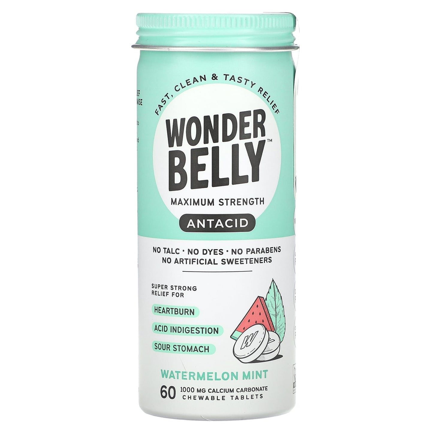 Wonderbelly-Antacid-Watermelon Mint-60 Chewable Tablets