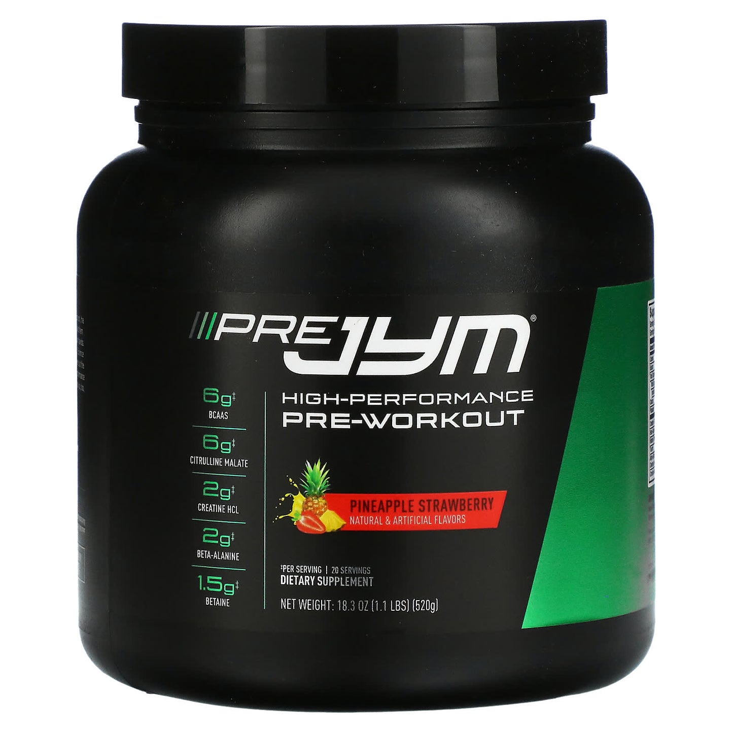 JYM Supplement Science-Pre JYM-High Performance Pre-Workout-Pineapple Strawberry-1.1 lbs (520 g)