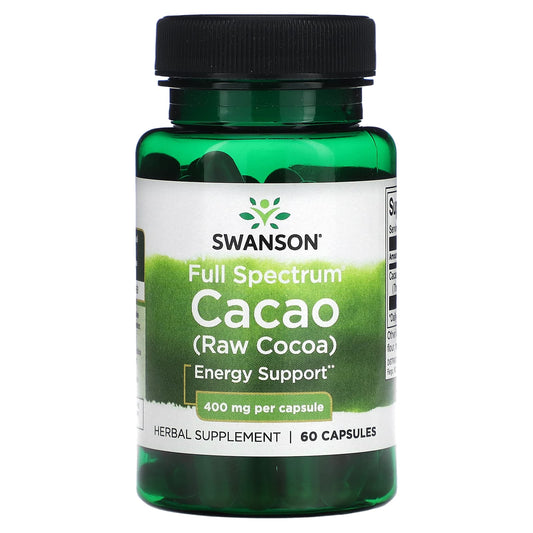 Swanson-Full Spectrum Cacao (Raw Cocoa)-400 mg -60 Capsules