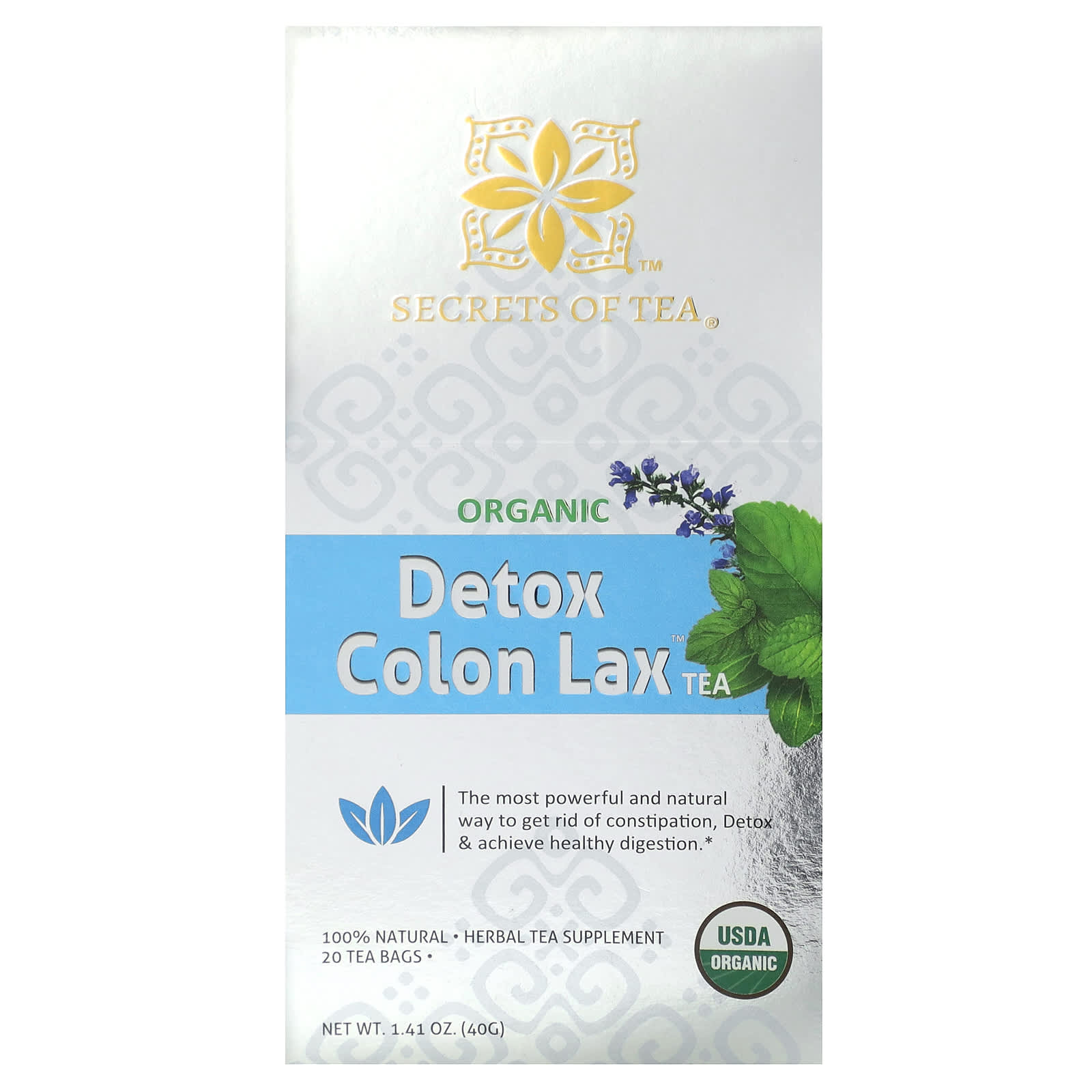 Secrets of Tea-Organic Detox Colon Lax Tea-20 Tea Bags-1.41 oz (40 g)