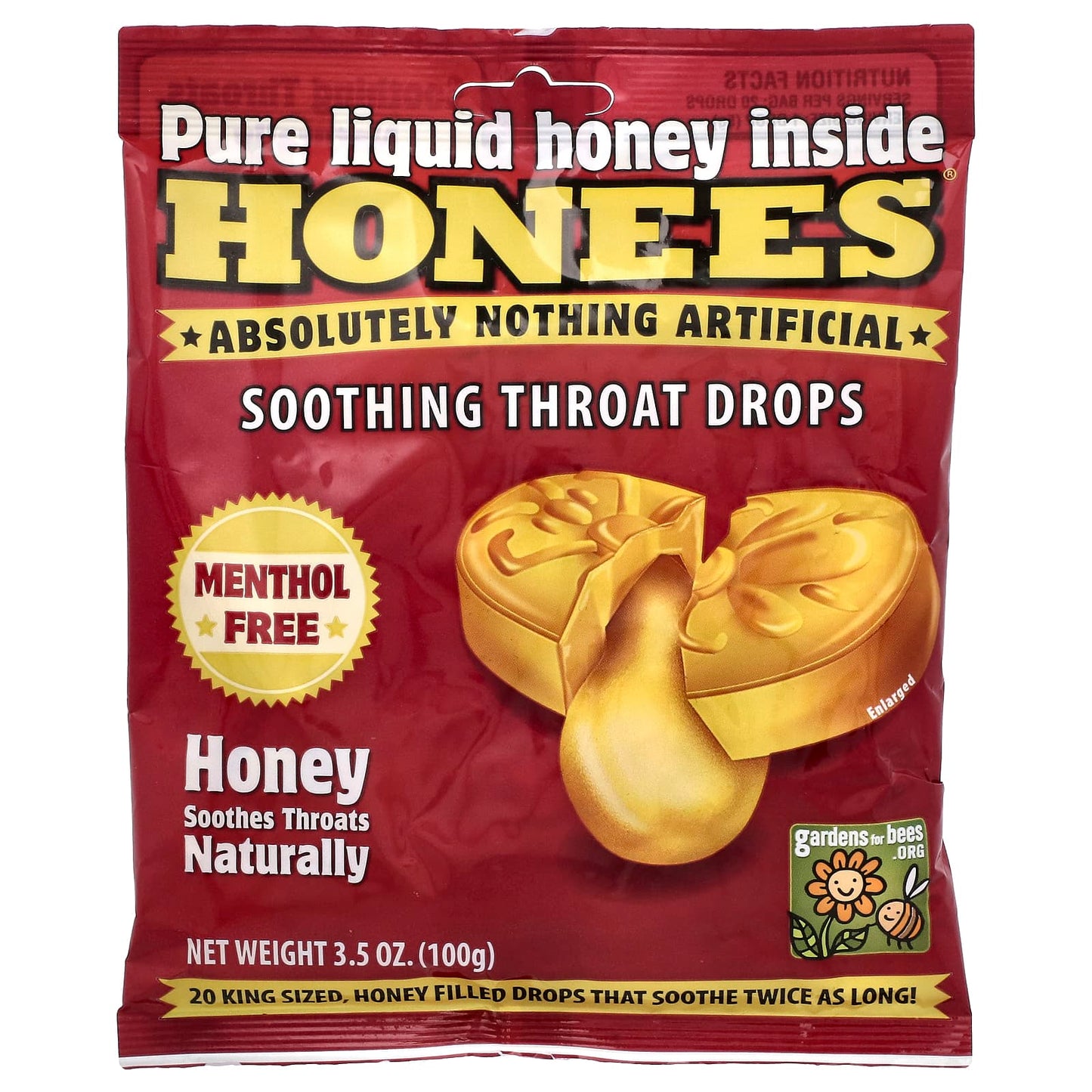 Honees-Soothing Throat Drops-Honey-20 King Size Drops-3.5 oz (100 g)