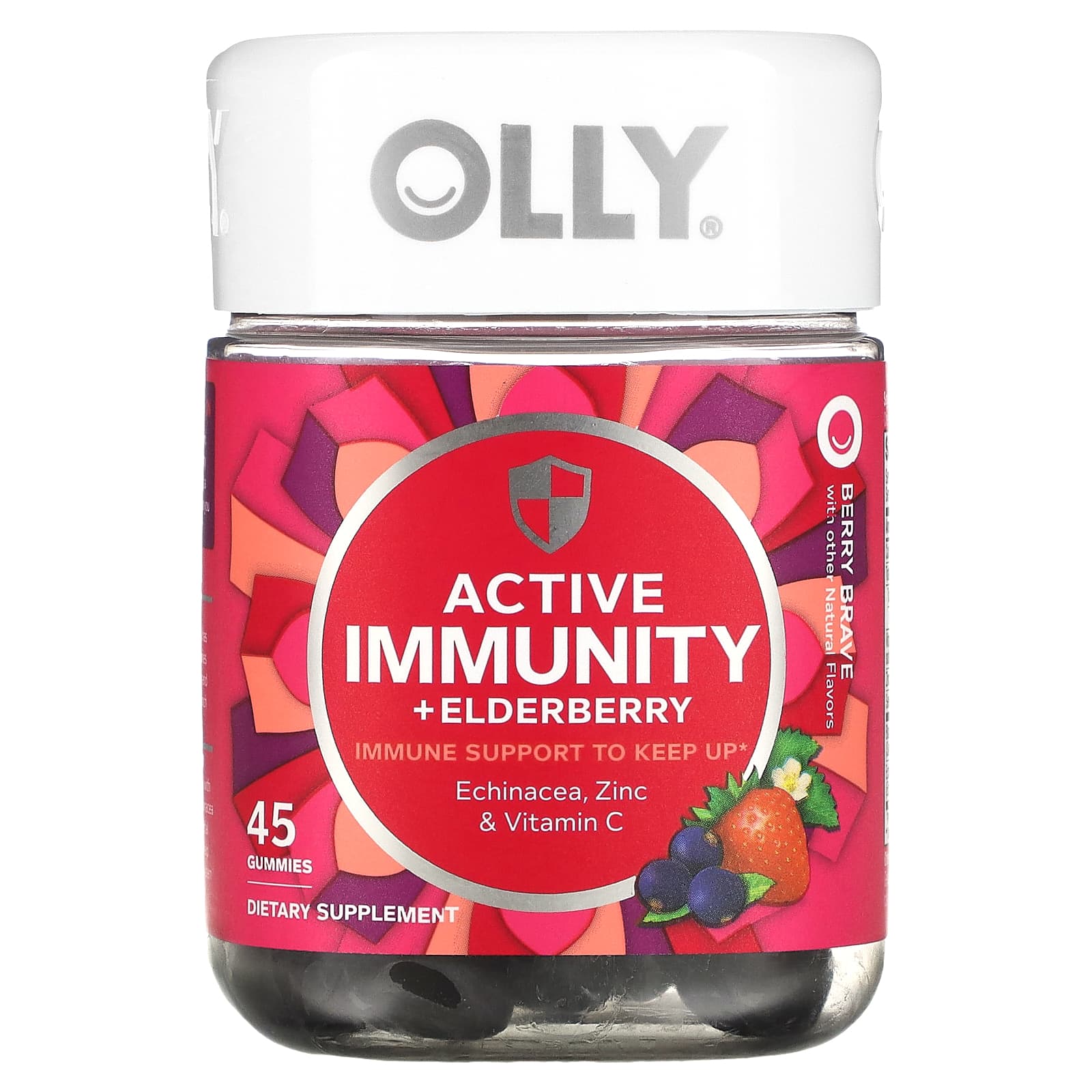 OLLY-Active Immunity + Elderberry-Berry Brave-45 Gummies