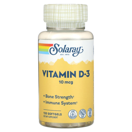 Solaray-Vitamin D-3-10 mcg-120 Softgels