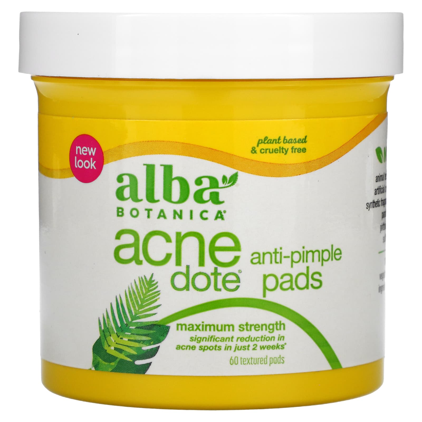 Alba Botanica-Acnedote Anti-Pimple Pads-Maximum Strength-60 Textured Pads