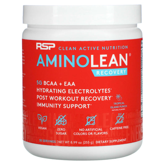 RSP Nutrition-AminoLean Recovery-Tropical Island Punch-Caffeine Free-8.99 oz (255 g)