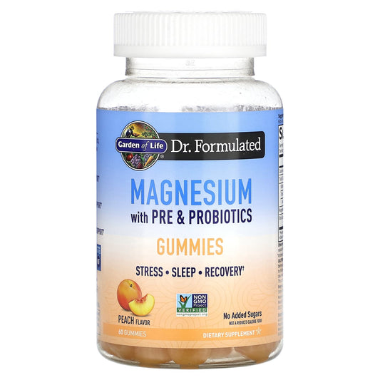 Garden of Life-Magnesium with Pre & Probiotics Gummies-Peach-60 Gummies