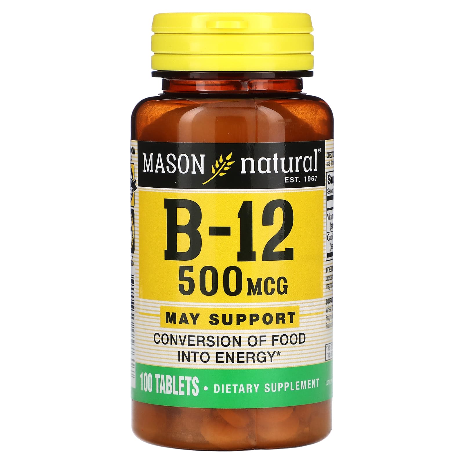 Mason Natural-B-12-500 mcg-100 Tablets