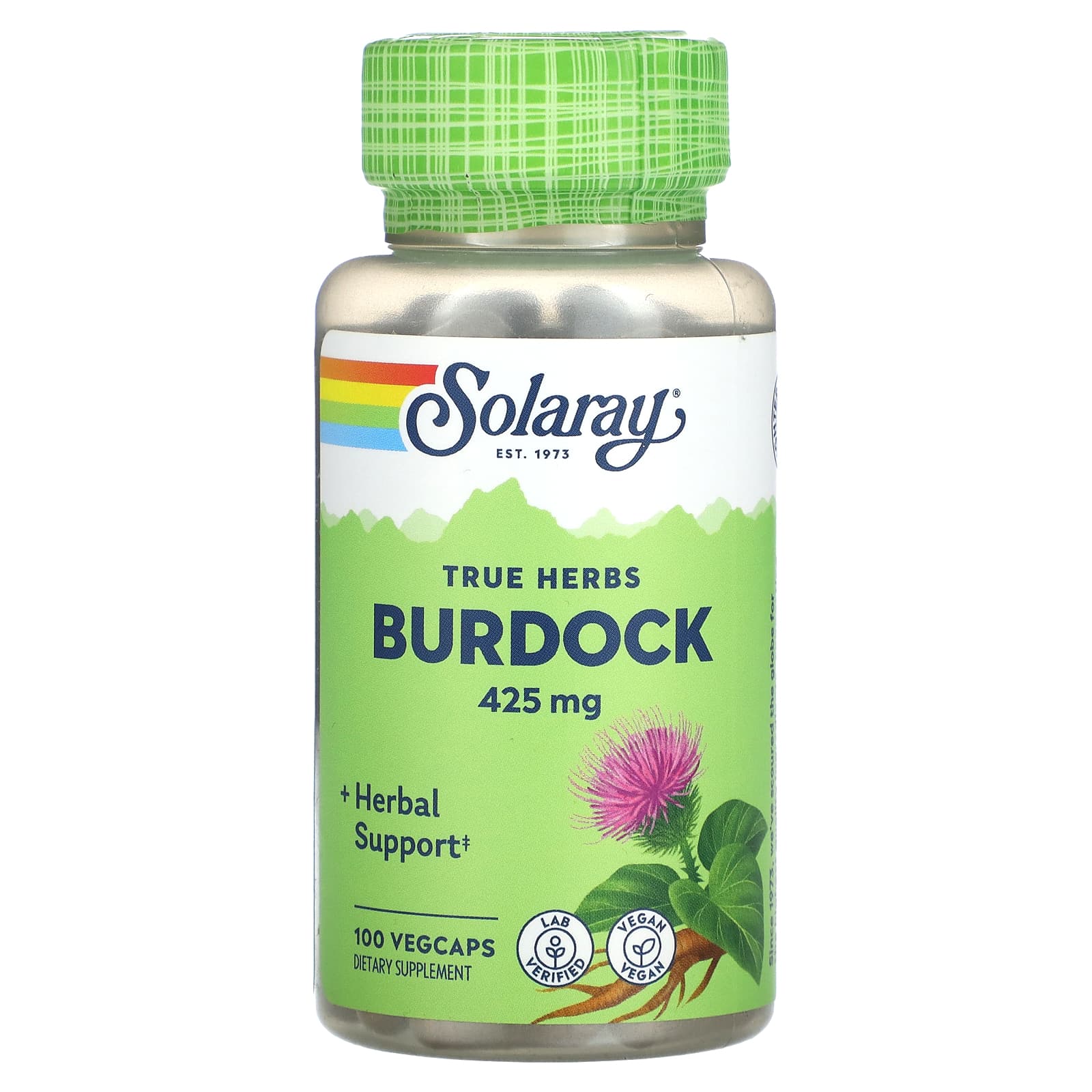 Solaray-True Herbs-Burdock-425 mg-100 VegCaps