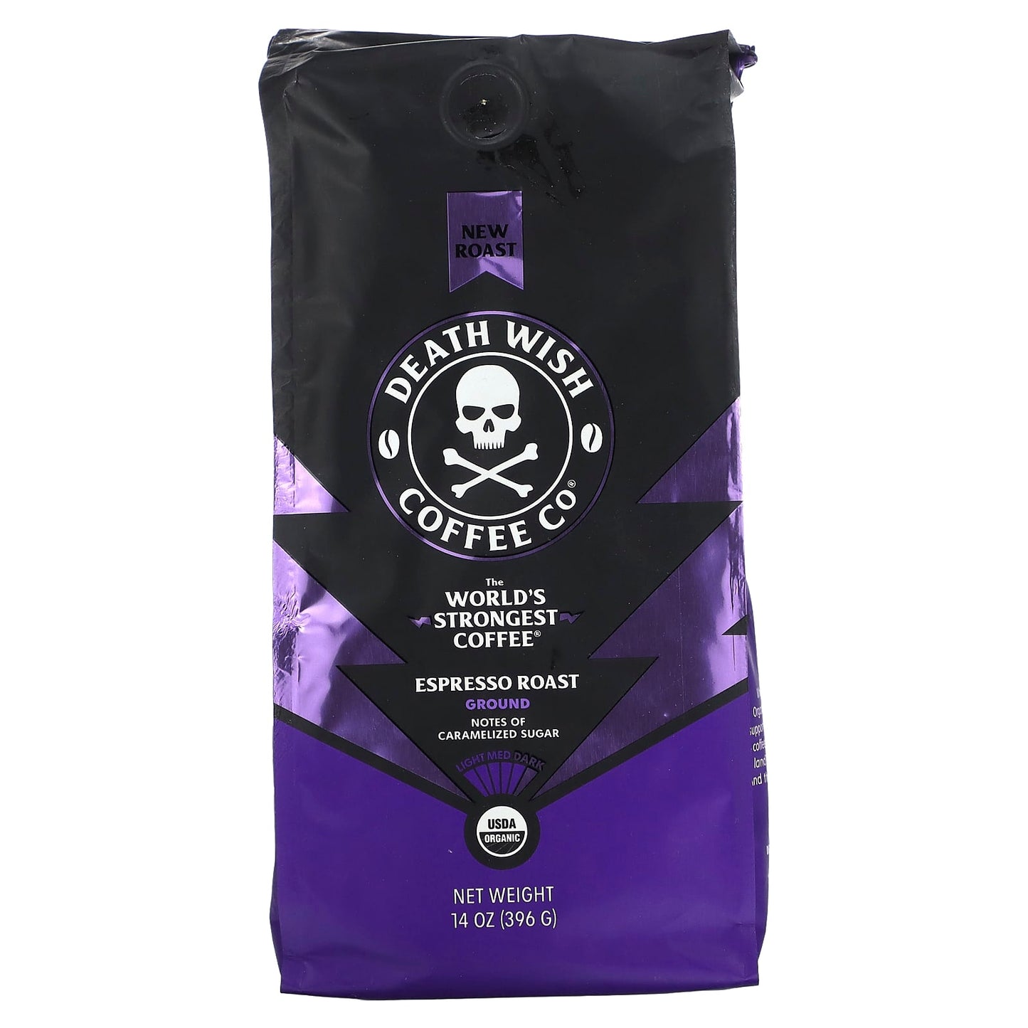 Death Wish Coffee-The World's Strongest Coffee-Ground-Espresso Roast-Dark -14 oz (396 g)