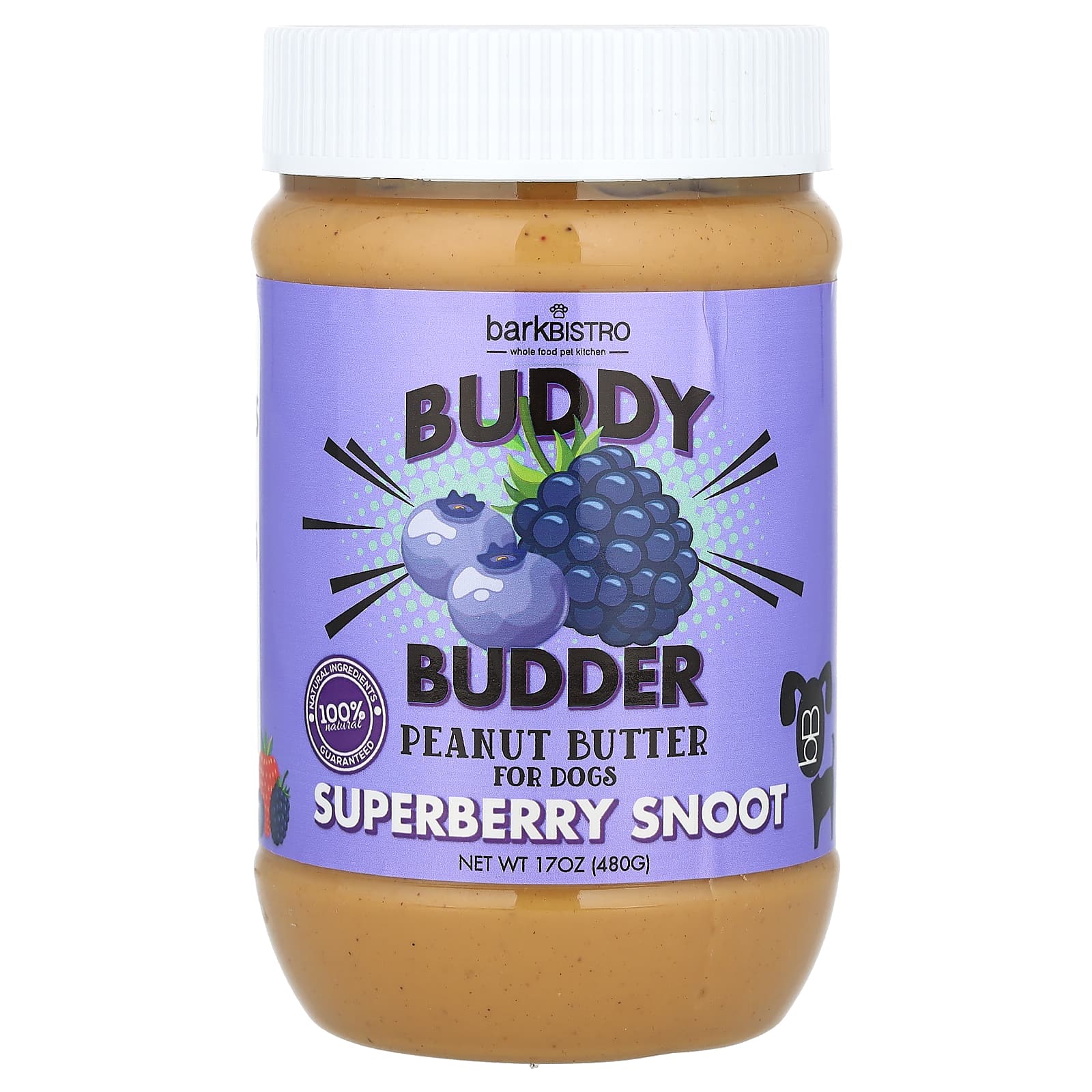 Bark Bistro-Buddy Budder-Peanut Butter-For Dogs-Superberry Snoot-17 oz (480 g)