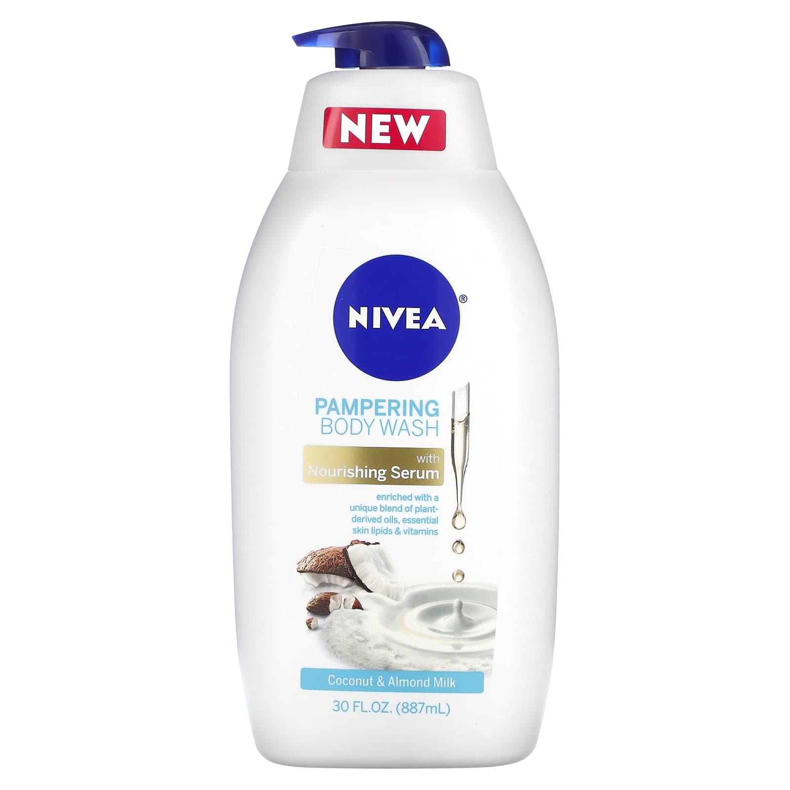 Nivea-Pampering Body Wash with Nourishing Serum-Coconut & Almond Milk-30 fl oz (887 ml)