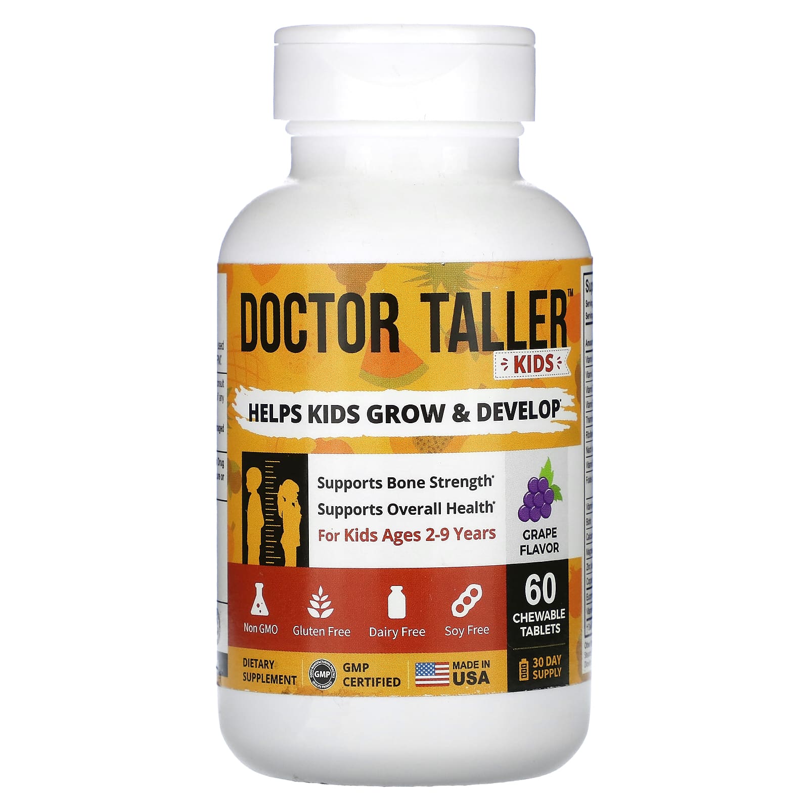 NuBest-Doctor Taller-Kids Ages 2-9 Years-Grape-60 Chewable Tablets