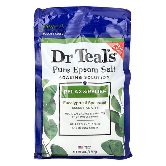 Dr. Teal's-Pure Epsom Salt Soaking Solution-Eucalyptus & Spearmint-3 lbs (1.36 kg)