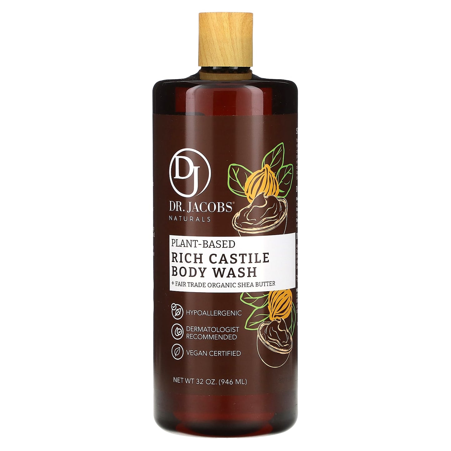 Dr. Jacobs Naturals-Plant-Based Rich Castile Body Wash-Organic Shea Butter-32 oz (946 ml)