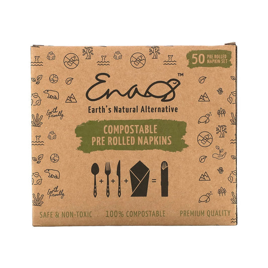 Earth's Natural Alternative-Compostable Pre Rolled Napkins with Knife-Fork and Spoon-50 Rolls