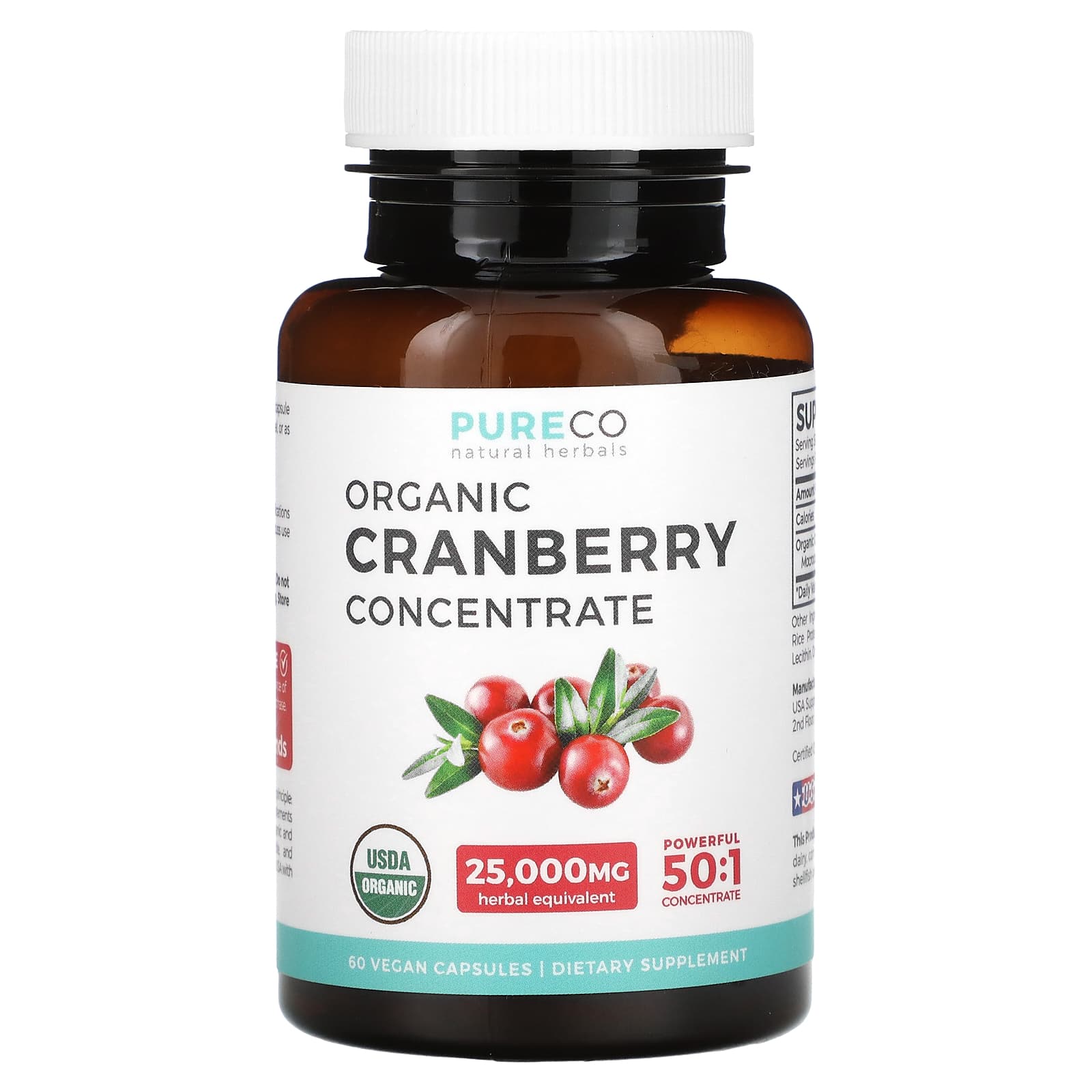 Pure Co.-Organic Cranberry Concentrate-60 Vegan Capsules