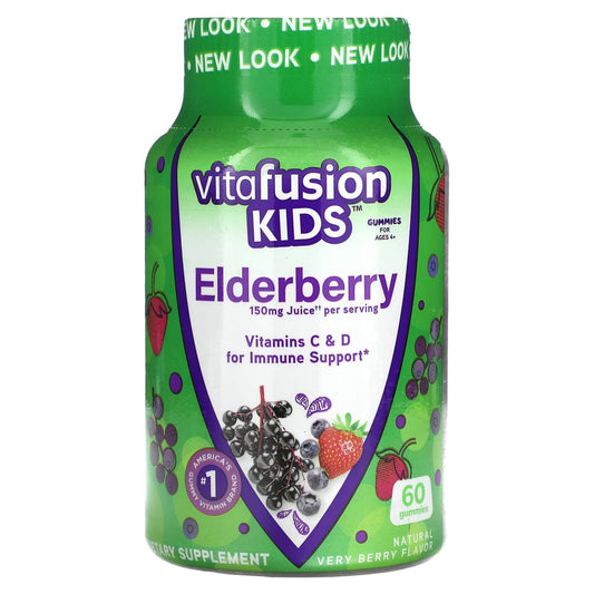 VitaFusion-Kids-Elderberry Gummies-For Ages 4+-Natural Very Berry-60 Gummies