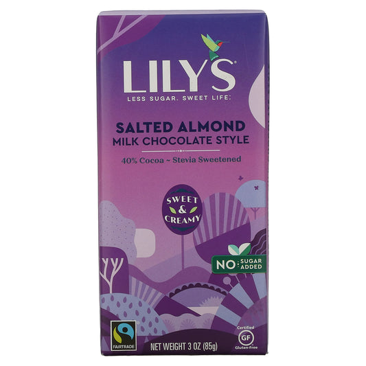 Lily's Sweets-40% Cocoa Milk Chocolate Style-Salted Almond-3 oz (85 g)