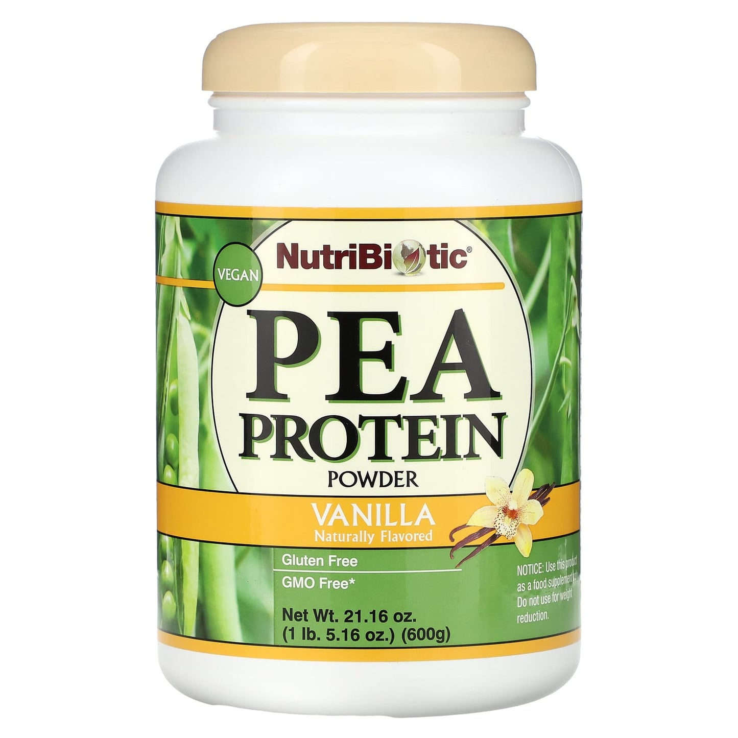 NutriBiotic-Pea Protein Powder-Vanilla -21.16 oz (600 g)