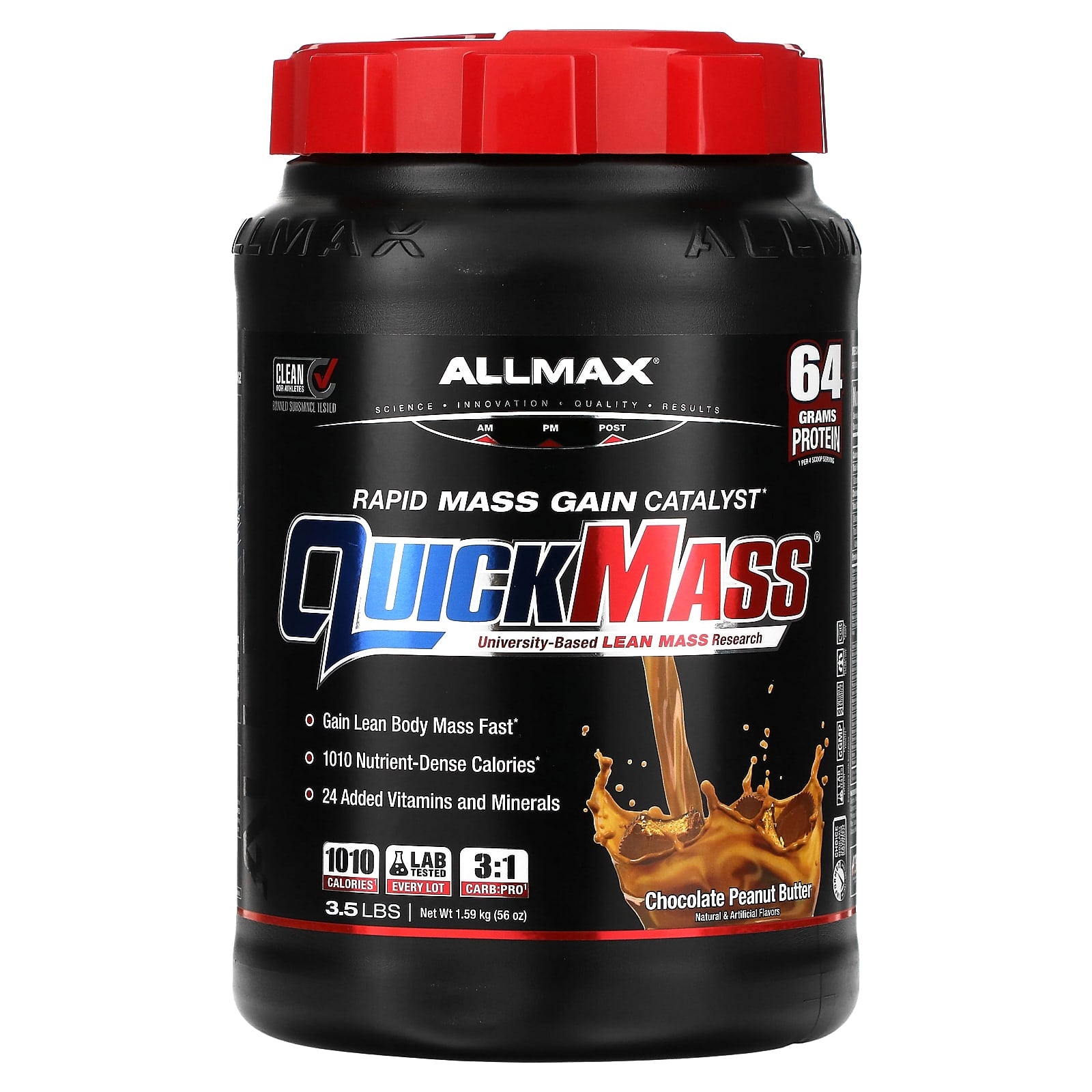 ALLMAX-QuickMass-Rapid Mass Gain Catalyst-Chocolate Peanut Butter-3.5 lbs (1.59 kg)