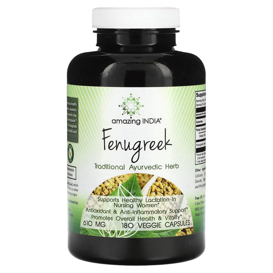 Amazing India-Fenugreek-610 mg-180 Veggie Capsules