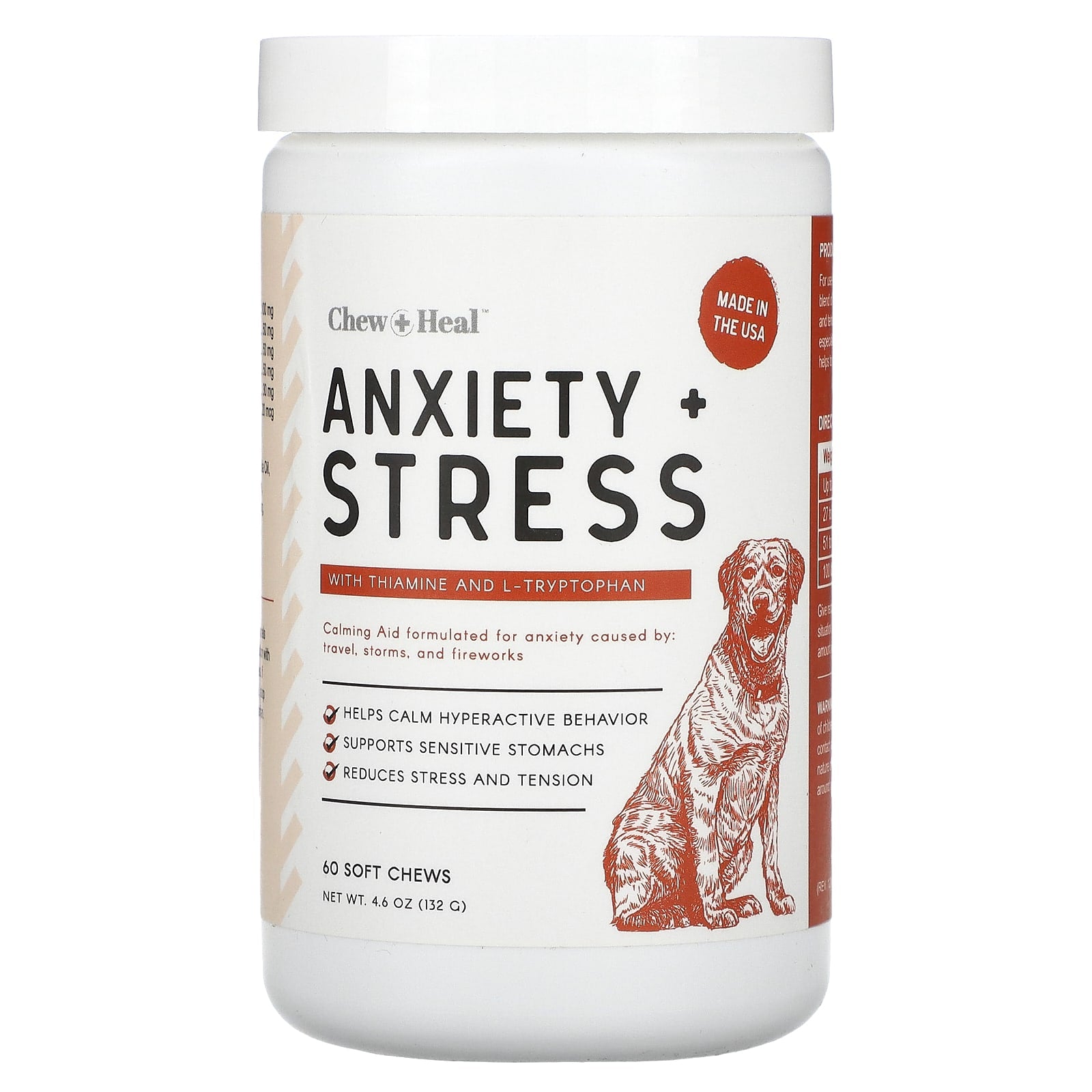 Chew + Heal-Anxiety + Stress-For Dogs-60 Soft Chews-4.6 oz (132 g)