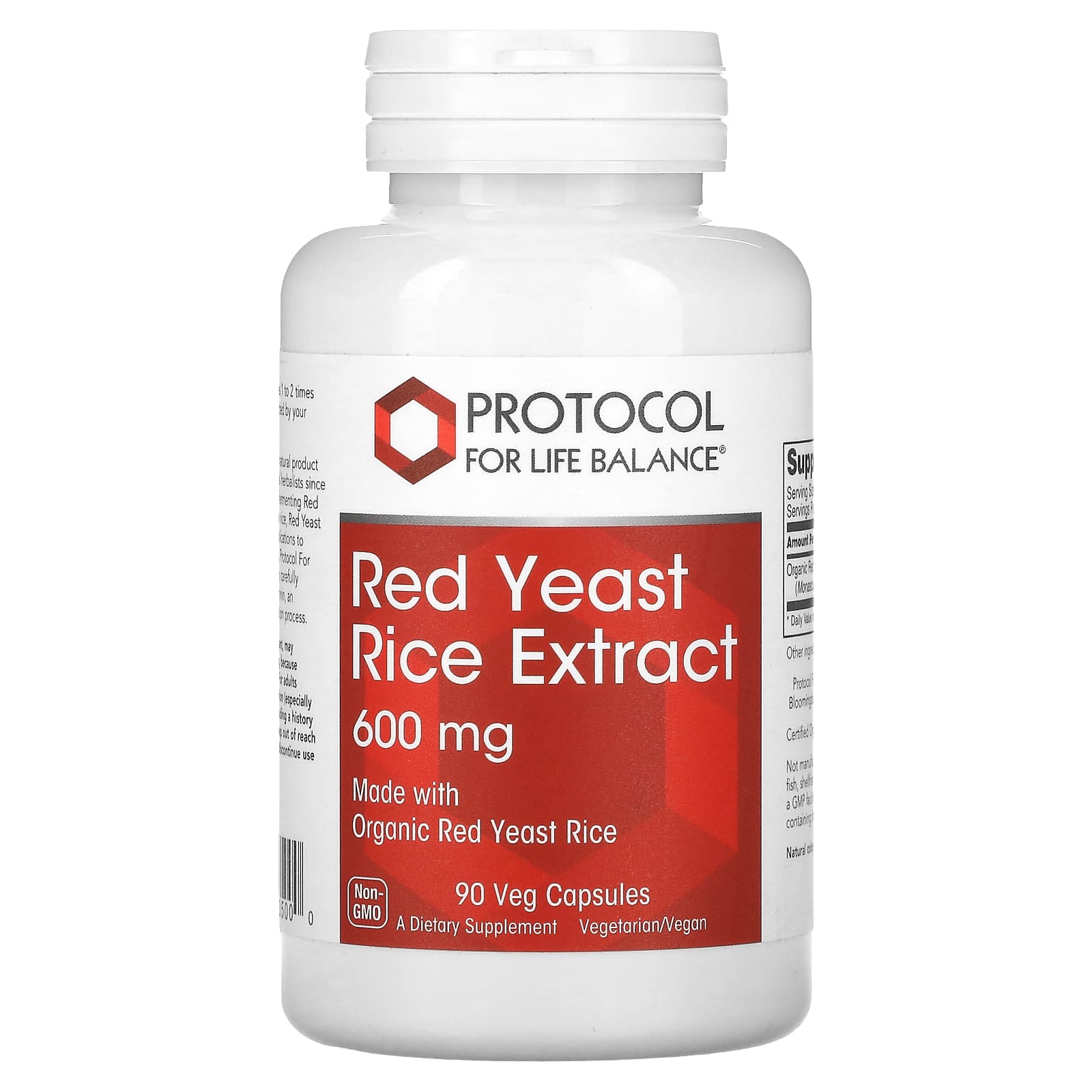 Protocol for Life Balance-Red Yeast Rice Extract-600 mg-90 Veg Capsules