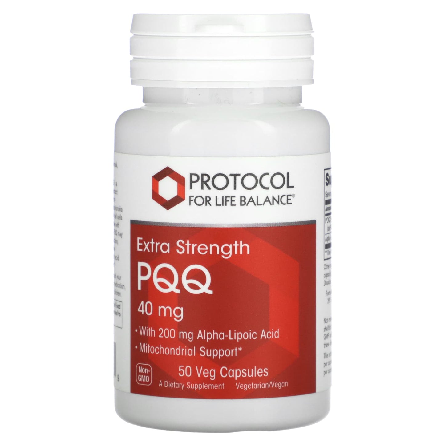 Protocol for Life Balance-PQQ-Extra Strength-40 mg-50 Veg Capsules