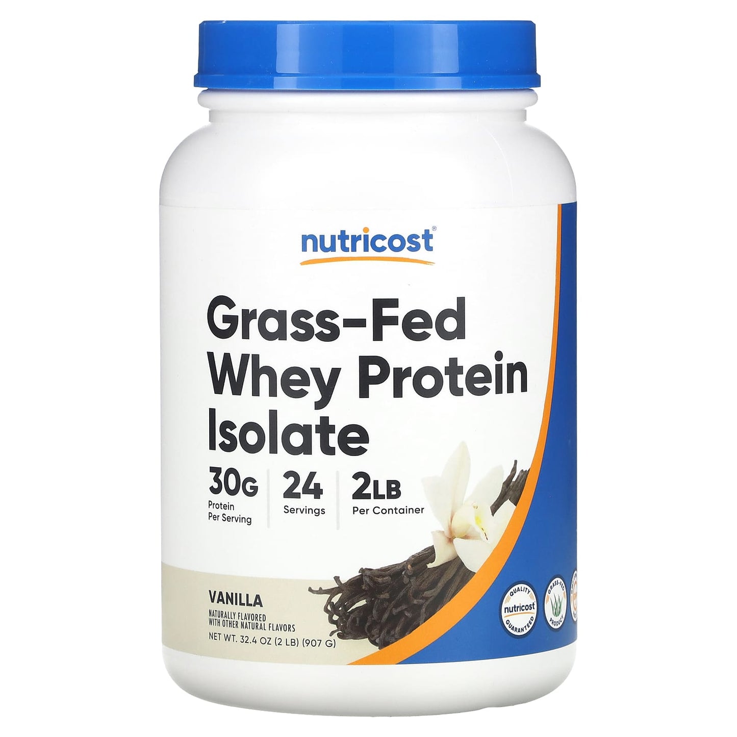 Nutricost-Grass-Fed Whey Protein Isolate-Vanilla-2 lb (907 g)