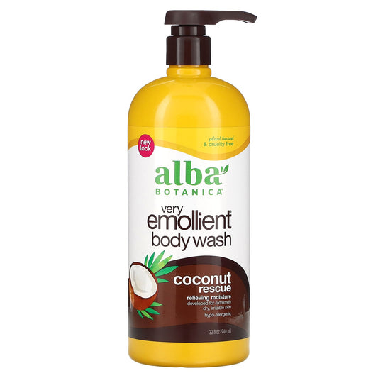 Alba Botanica-Very Emollient Body Wash-Coconut Rescue-32 fl oz (946 ml)