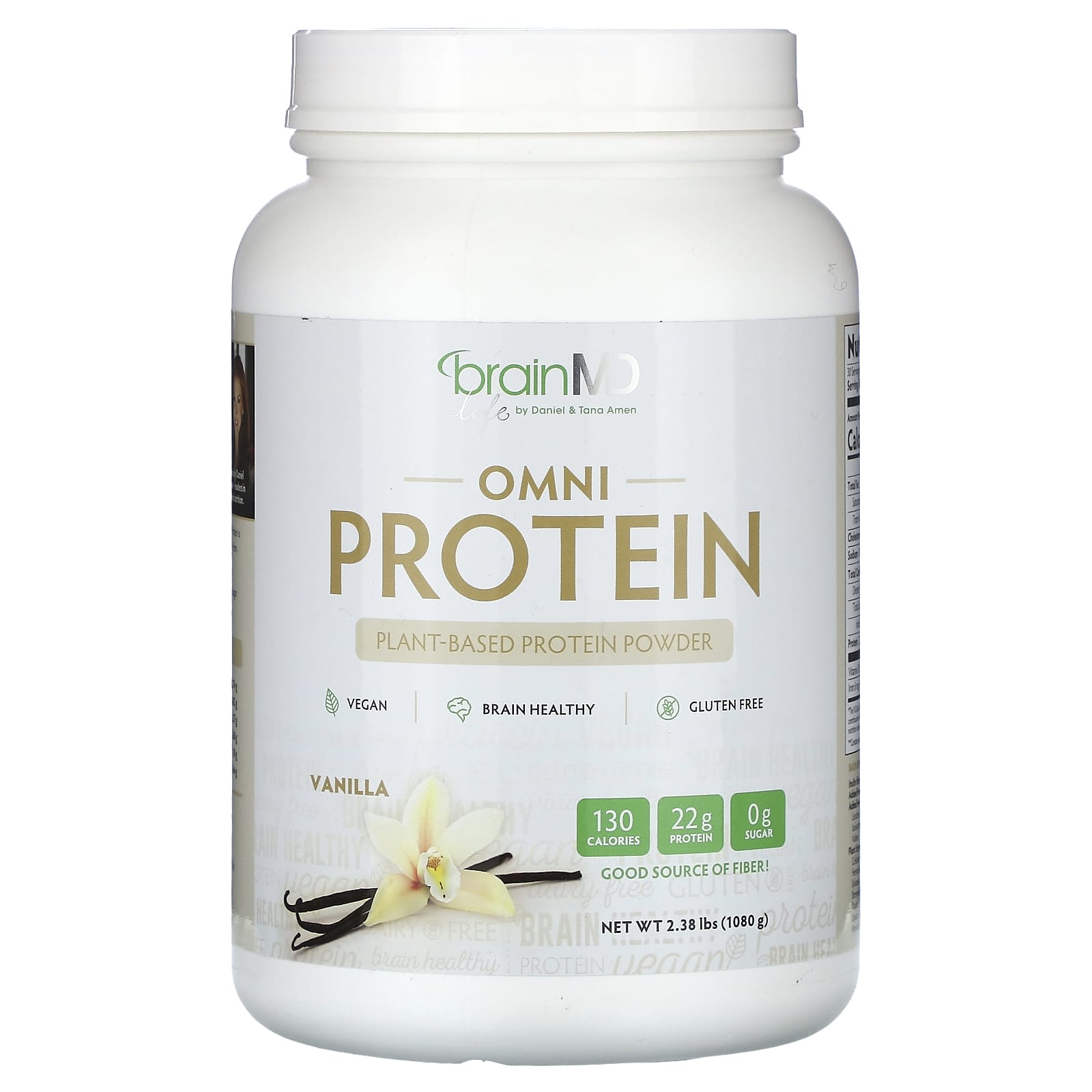 BrainMD-Omni Protein-Plant-Based Protein Powder-Vanilla-2.38 lbs (1,080 g)