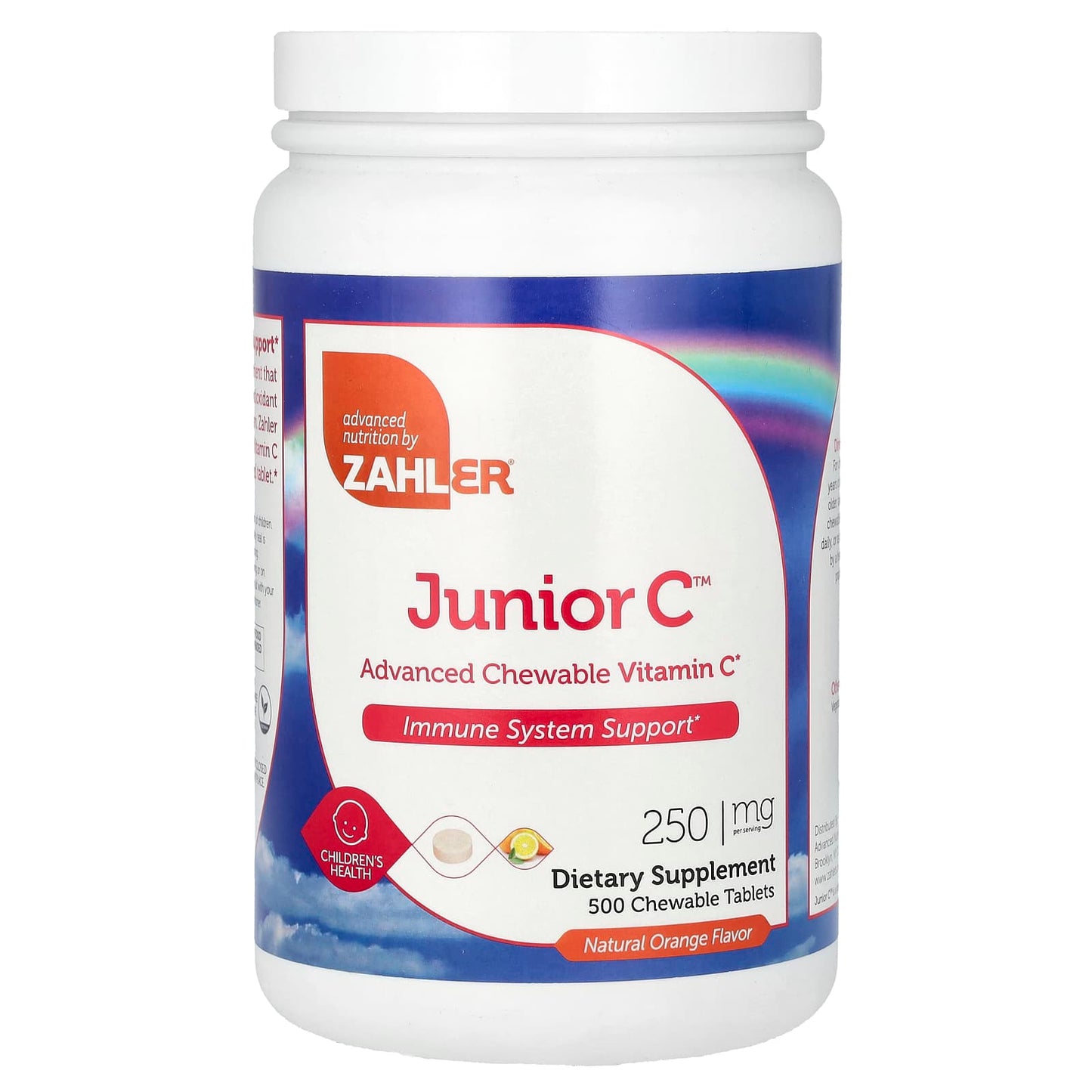 Zahler-Junior C-Advanced Chewable Vitamin C-Natural Orange-250 mg-500 Chewable Tablets