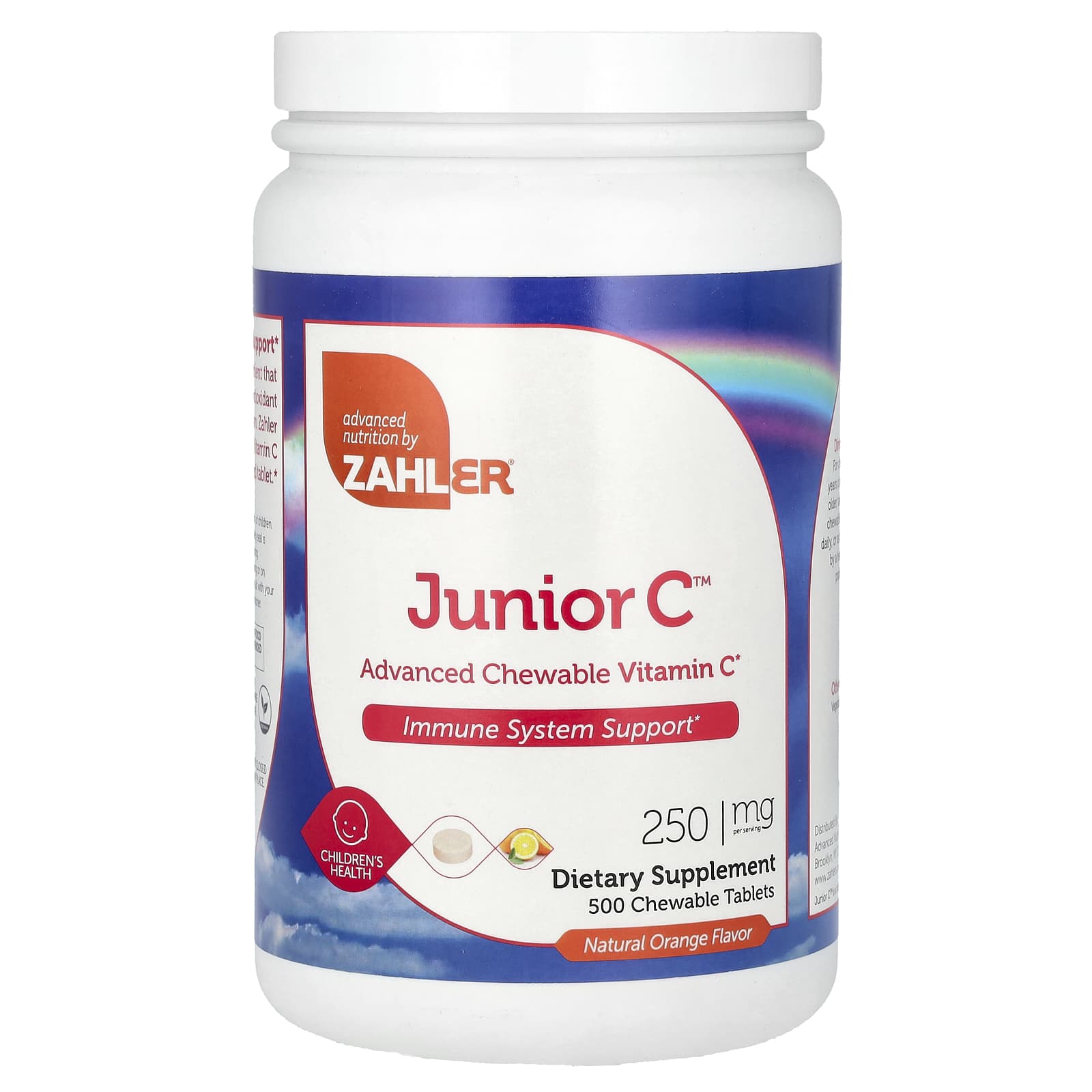 Zahler-Junior C-Advanced Chewable Vitamin C-Natural Orange-250 mg-500 Chewable Tablets