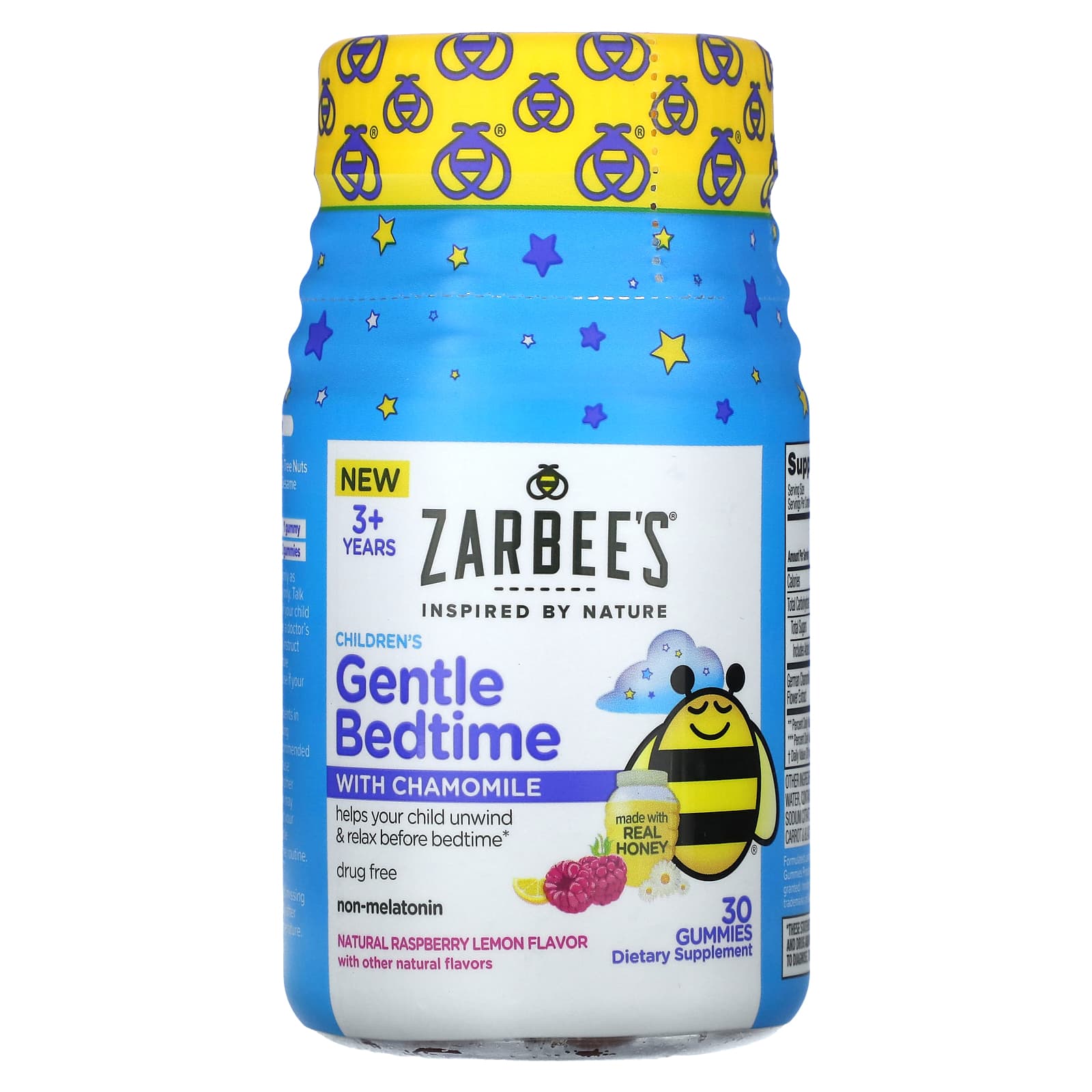 Zarbee's-Children's Gentle Bedtime with Chamomile-3+ Years-Natural Raspberry Lemon-30 Gummies