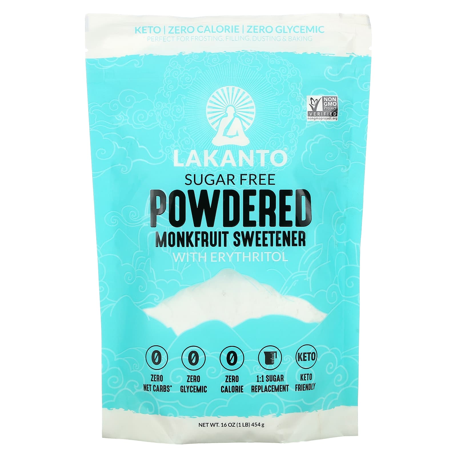 Lakanto-Powdered Monkfruit Sweetener with Erythritol-Sugar Free-1 lb (454 g)